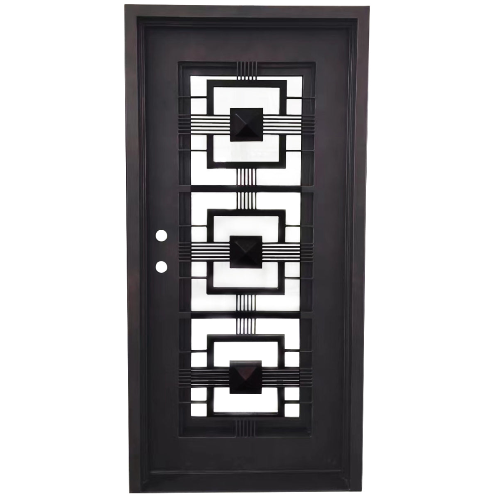 Malibu 3/0x6/8 Exterior Wrought Iron Prehung Single Door
